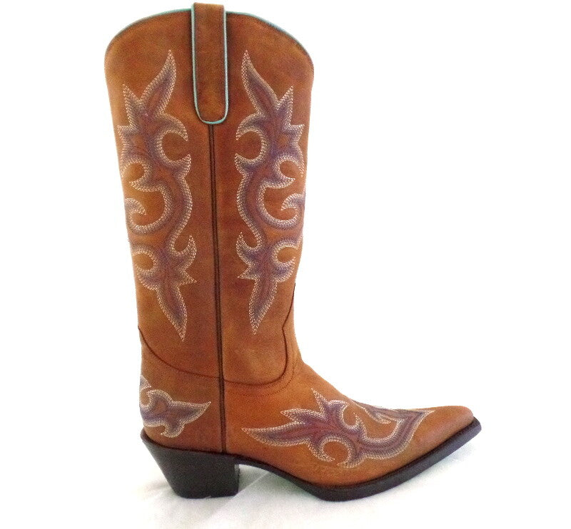 Westernstiefel 39 Hellbraun Lane Cowboystiefel Echt Leder spitz grüne Sohle