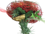 KÜNSTLICHER WEIHNACHTSSTRAUß rund lang hängen 90 cm L Golden Creme Rot Fensterdeko