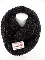 Schal Rundschal Schwarz Loop Wickelschal Schlauchschal gestrickt Polyester dick