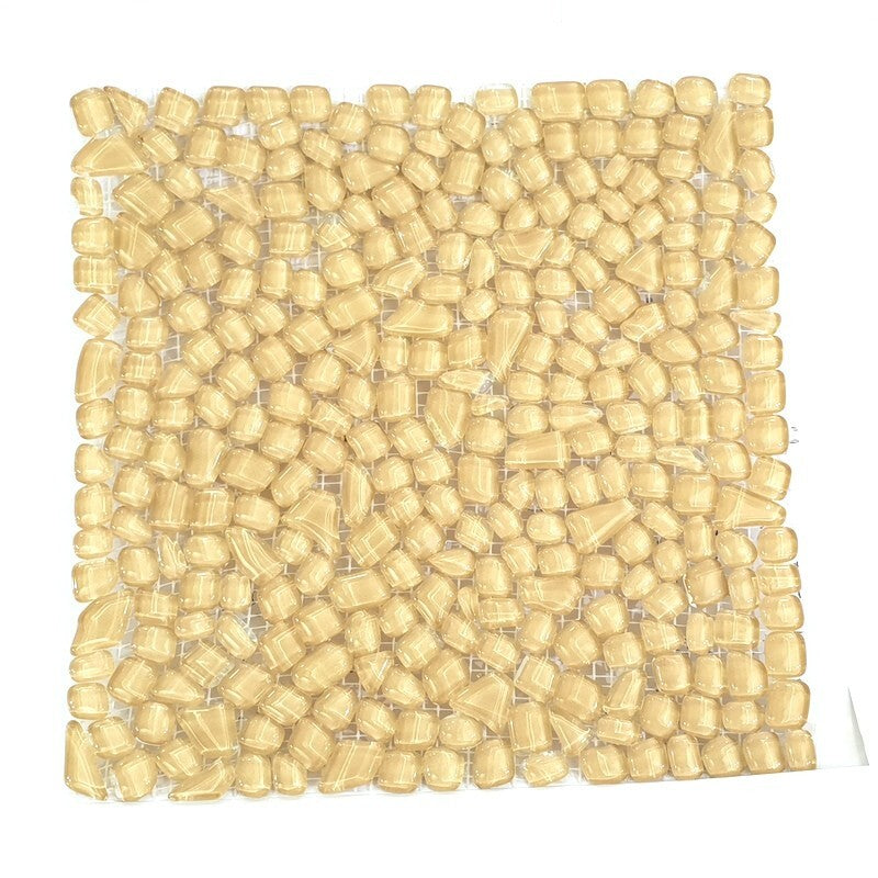 Glasmosaik Fliese Creme glänzend Matte Glas Mosaik Basteln Dekoration DIY