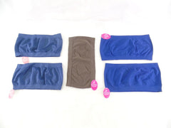 Bandau 5 er Set Bustier S / M Nahtlos Bügelos 4 x Blau 1 x BraunTrägerlos Sport
