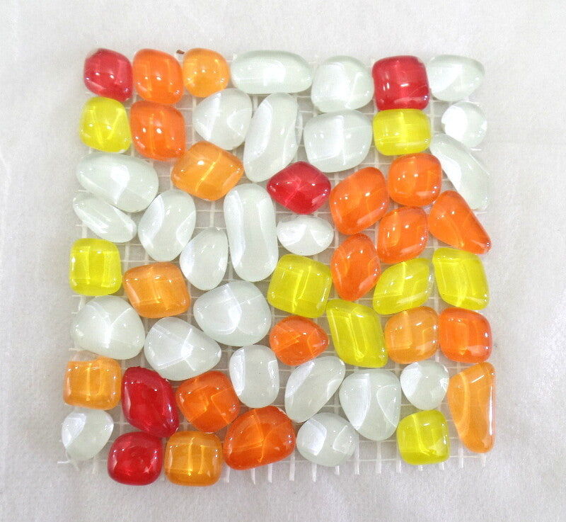 BORDÜRE Glasmosaik Napoli Polygonal Soft Glas Gelb Orange Rot glatt 1 Quadrat