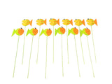 FISCHSTECKER 12 STÜCK Metall flach lackiert am Stab 25 cm Dekoration