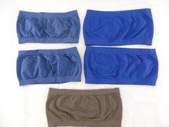 Bandau 5 er Set Bustier S / M Nahtlos Bügelos 4 x Blau 1 x BraunTrägerlos Sport