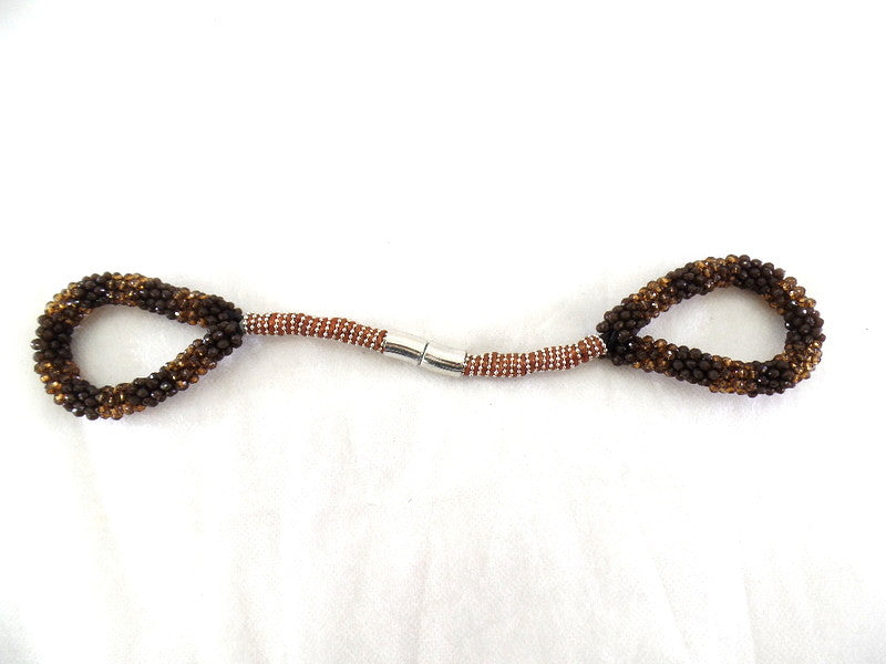 Fashion Jewelry Armband braun Modeschmuck Magnetverschluss Perlen Knoten
