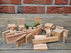 Olivenholz Schnitzholz Rohling Massivholz 38 Stück Basteln Trocken Mix DIY