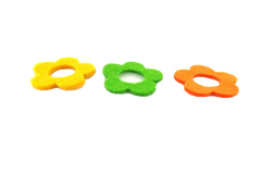 Filzblüten120 St 5 Beutel a 24 Stück 3 Farben 8 Stück gelb, Orange, grün Basteln