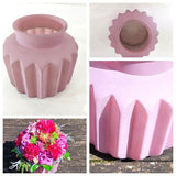 Glasvase altrosa rund Zick Zack Muster Petra Schnittblumen Blumen 18 H Geschenk