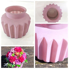 Glasvase altrosa rund Zick Zack Muster Petra Schnittblumen Blumen 18 H Geschenk