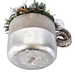 Casa-Poador Weihnachtsgesteck künstliche Tanne Eukalyptus Silber Grau Weiß Kerze