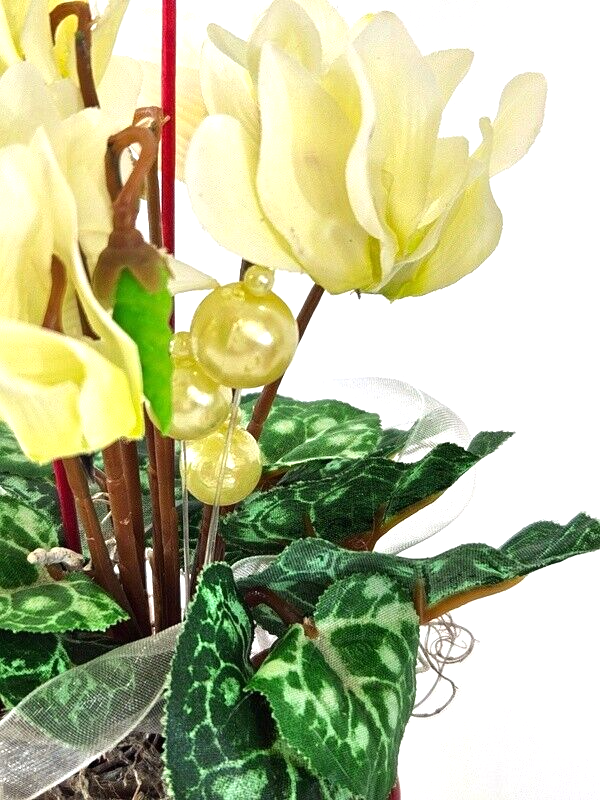 Topfblumen Alpenveilchen künstlich 2 Stück Weiß Rot Kunstblumen 20 cm Hoch