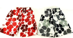 Badehosen Kinder 3 für 2 Badeshorts 128 - 140 Hibiskus Shorts geblümt Kinder