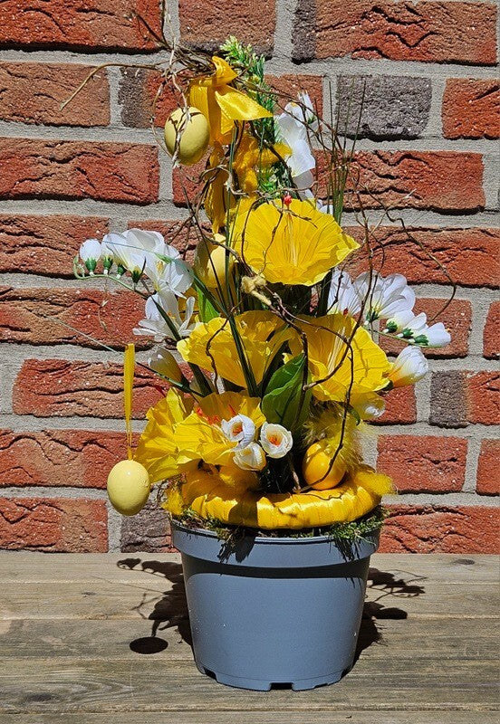 Casa-Poador Ostergesteck Kunststoff Topf Osterglocken Kunstblumen Frühling Deko