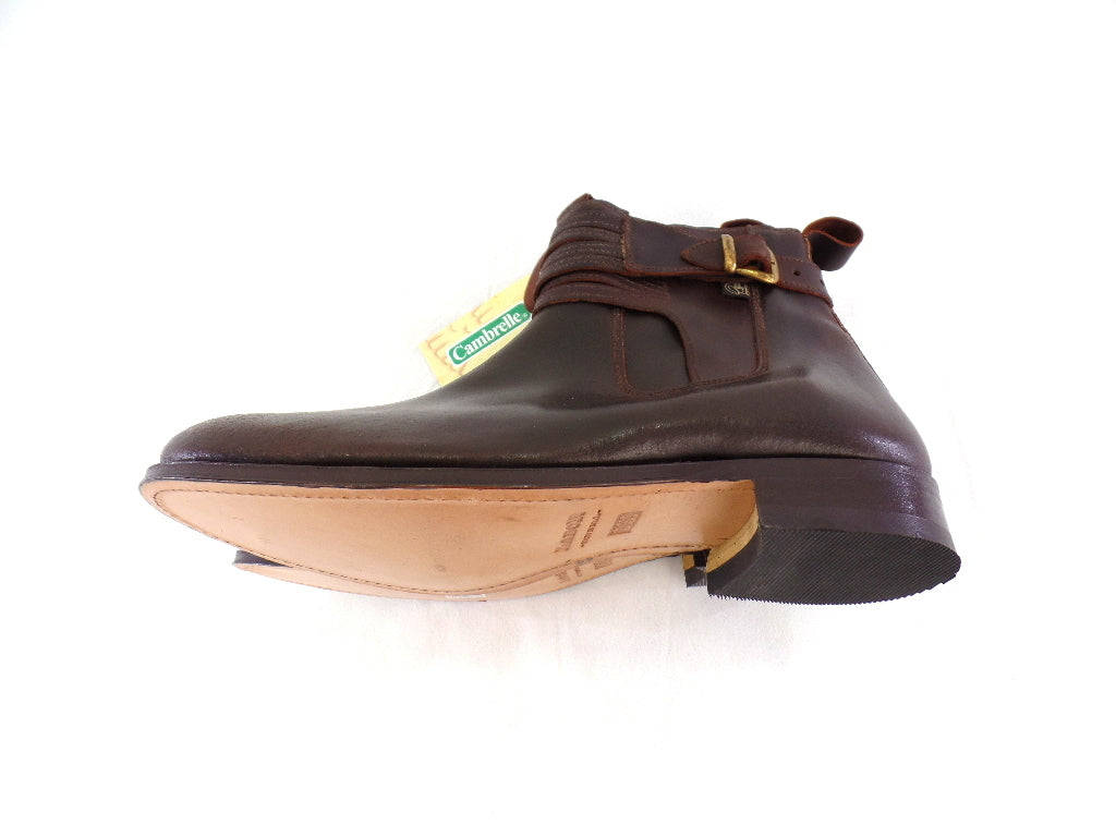 Reitstiefelette 45 Braun Rund Echtleder Cambrelle Schnalle Labor USA 11,5 UK 11