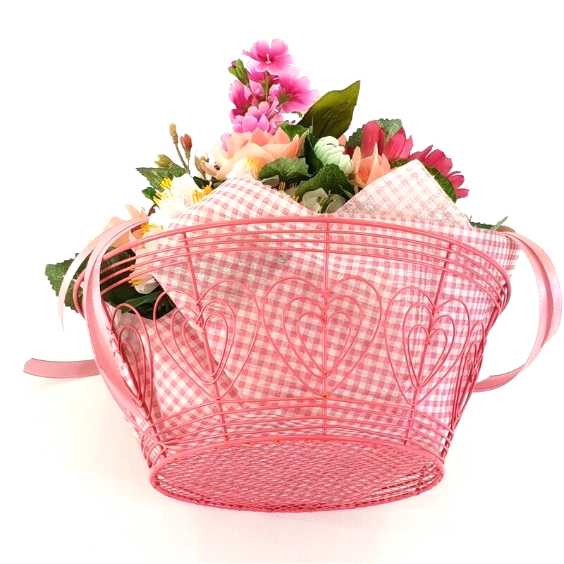Gesteck im Metallkorb Primel Rosen Gerbera Rosa Kunstblumen Frühling