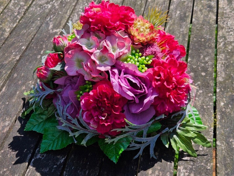 Strauß künstlich Rosa Pink Grün Kunstblumen 30 cm Lang 30 D rund