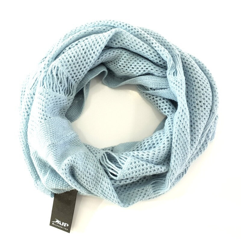 Schal Rundschal Blau Grau Loop Wickelschal gestrickt Lochmuster 100% Arcylic
