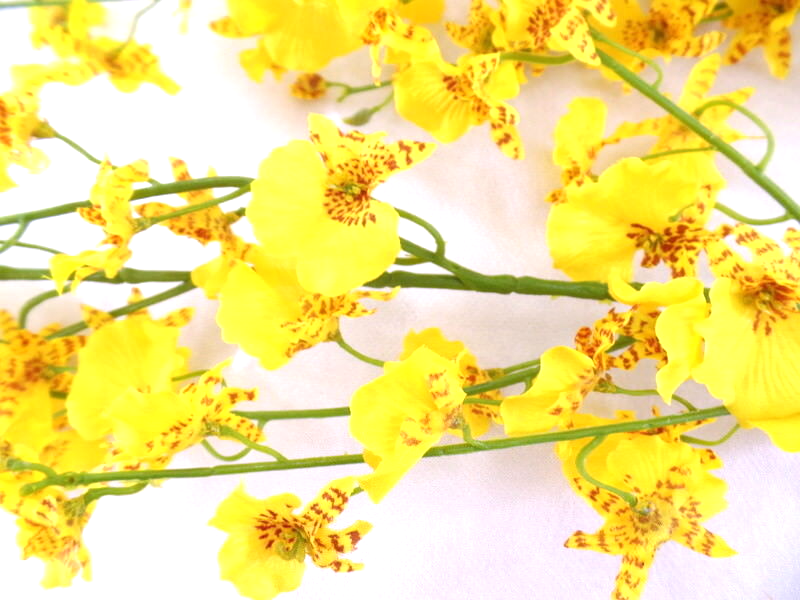 Künstliche Seidenblumen Orchideen Gelb 4 Zweige 100 cm  Dekoration Top !