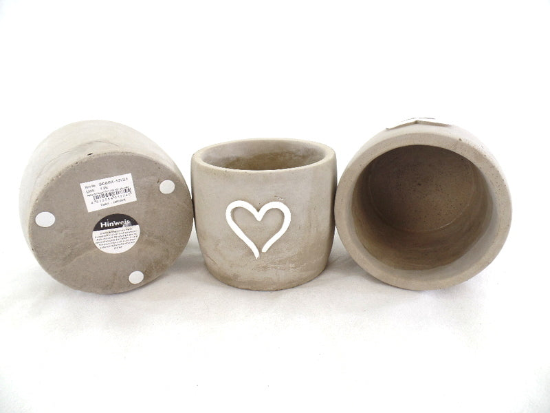 Töpfe Beton grau mit weißem Herz 6 klein 8 cm D. Varianten 3 groß 11 cm D