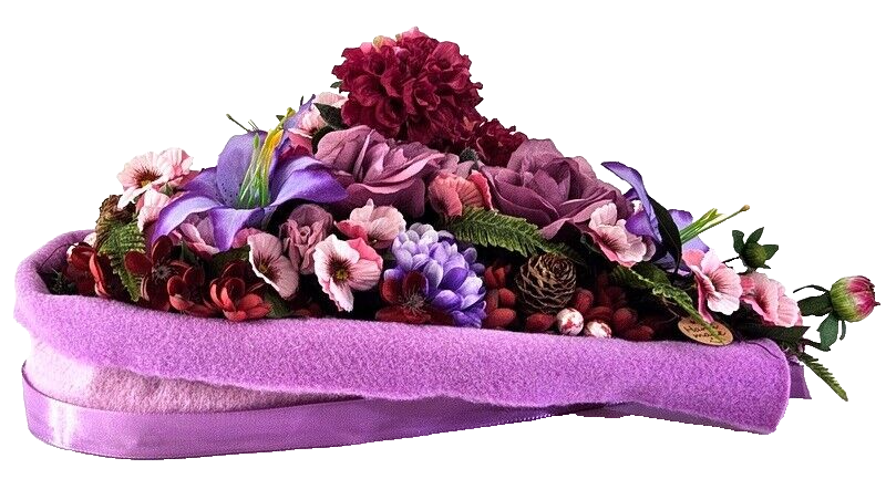 Grabgesteck Grabschmuck Herz Rosa Lila  Rosen Dahlie Kunstblumen Natur Friedhof