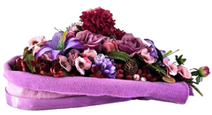 Grabgesteck Grabschmuck Herz Rosa Lila  Rosen Dahlie Kunstblumen Natur Friedhof