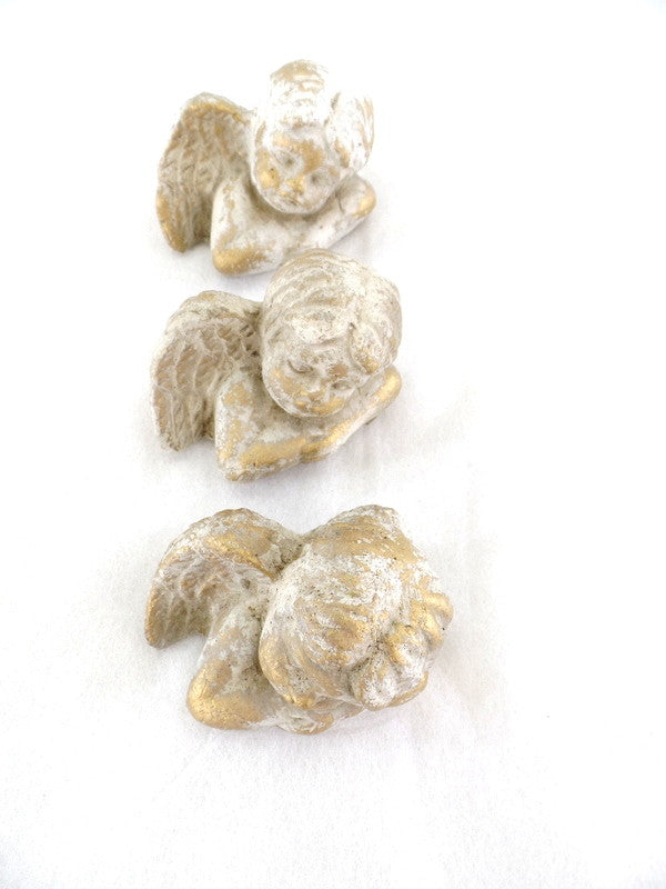 3 Engel Engelfigur patiniert goldfarben 7,5 cm x 6 x 5,5 cm Weihnachten Deko kl.