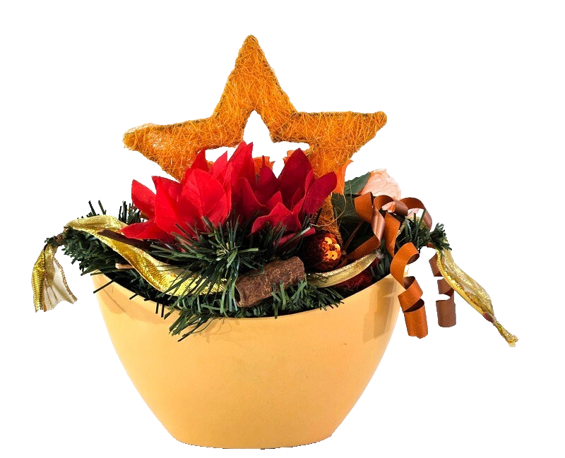 Casa-Poador Weihnachtsgesteck ellipse Orange Sisalstern künstlich Dekoration