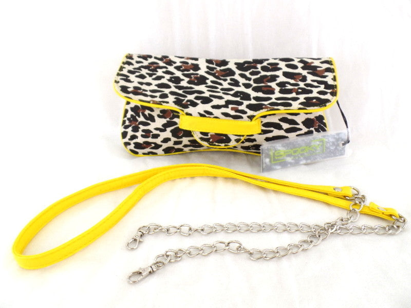 Spooky Girl Umhängetasche Gelb mit Leopardenmuster Schultertasche