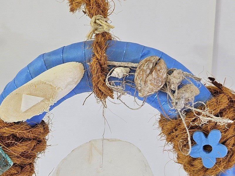 Casa-Poador kleiner Türkranz Wand Kranz Blau Weiß Natur Muscheln 30 D