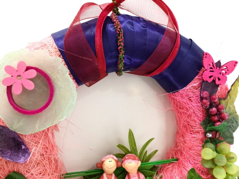 Kranz Tür/ Wand Kranz künstlich trocken Rosa Bourdaux Lila Natur Natur 25 cm