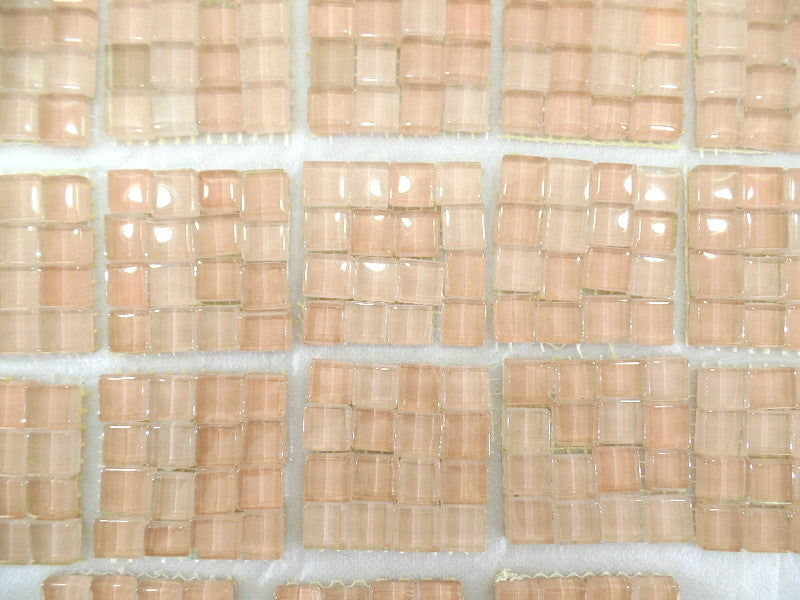 BORDÜRE Glasmosaik Lachs Klarglas Borde 18 x Quadrate 50 x 50 mm 288 Steine 5 mm