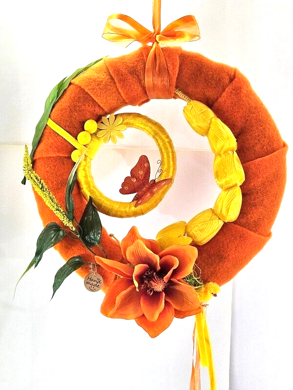 Casa-Poador Kranz Türkranz Wand Kranz künstlich 40 cm D gelb Orange Dekoration