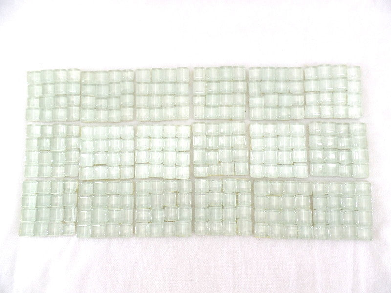 BORDÜRE Glasmosaik Weiß Klarglas Borde 18 x Quadrate 50 x 50 mm 288 Steine 5 mm