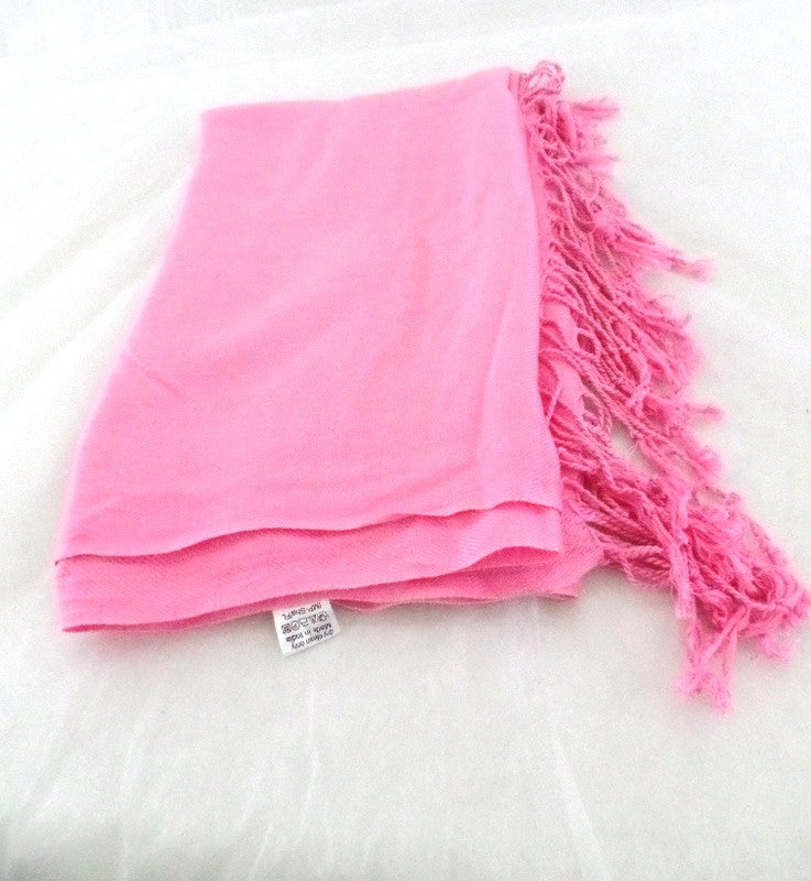 Schal Tuch Stola Fransen Rosa 100 % Viscose XXL Schal 190 Lang 65 Breit