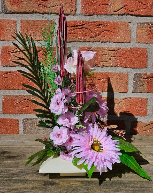 Casa-Poador künstliches Blumengesteck Rosa Gerbera Rosen Frühling