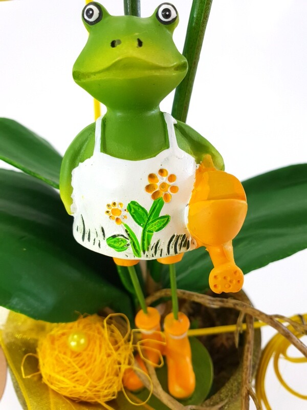 Orchidee Gesteck Kunstblume Pflanze Weiß Gelb Blume Deko 25 cm H Phalaenopsis