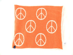Schal Rundschal Weiß mit Orangen Peacezeichen Schlauchschal Schlupfschal H.C.