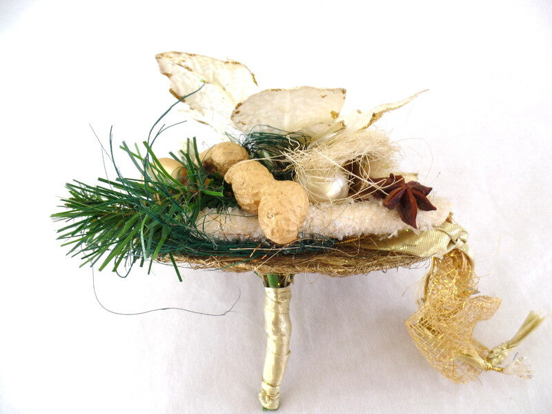 Weichnachtsstrauß Creme Weihnachtsstern künstliche Accessoires Sterne Kugeln