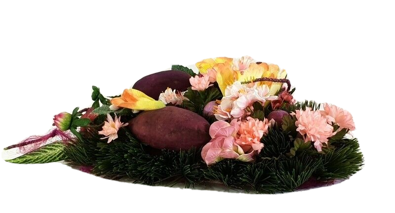 Grabgesteck Herz Rosa Lila Dahlie Hortensie Kunstblumen Natur Friedhof
