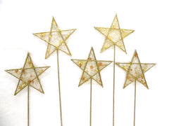 Blumenstecker Sternmotive 5 Stück Mix Metall 3 Orange 2 Creme 48 cm Stab Weihn.
