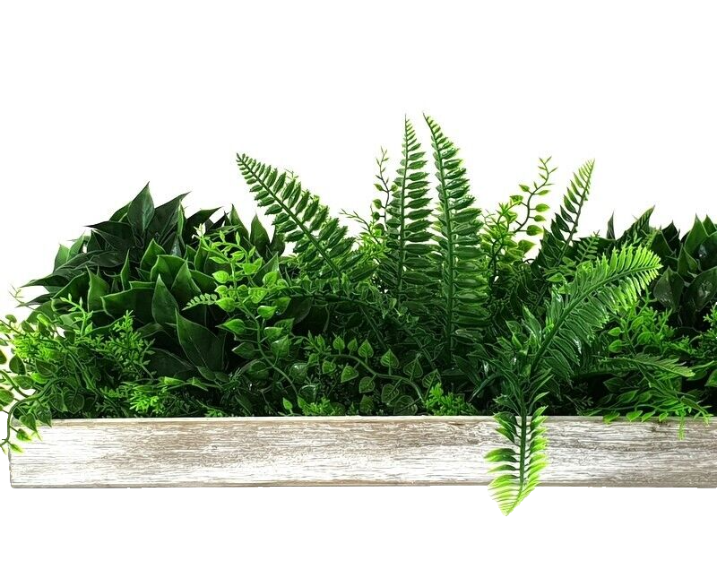 Wandbild Wand Deko Rahmen mit künstlichen Blumen Farn Dekoration