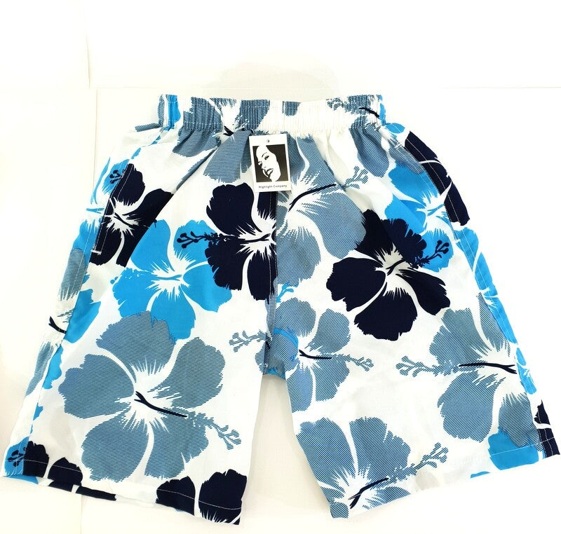 Badehosen Kinder 3 für 2 Badeshorts 128 -140 Hibiskus Shorts geblümt Kinder
