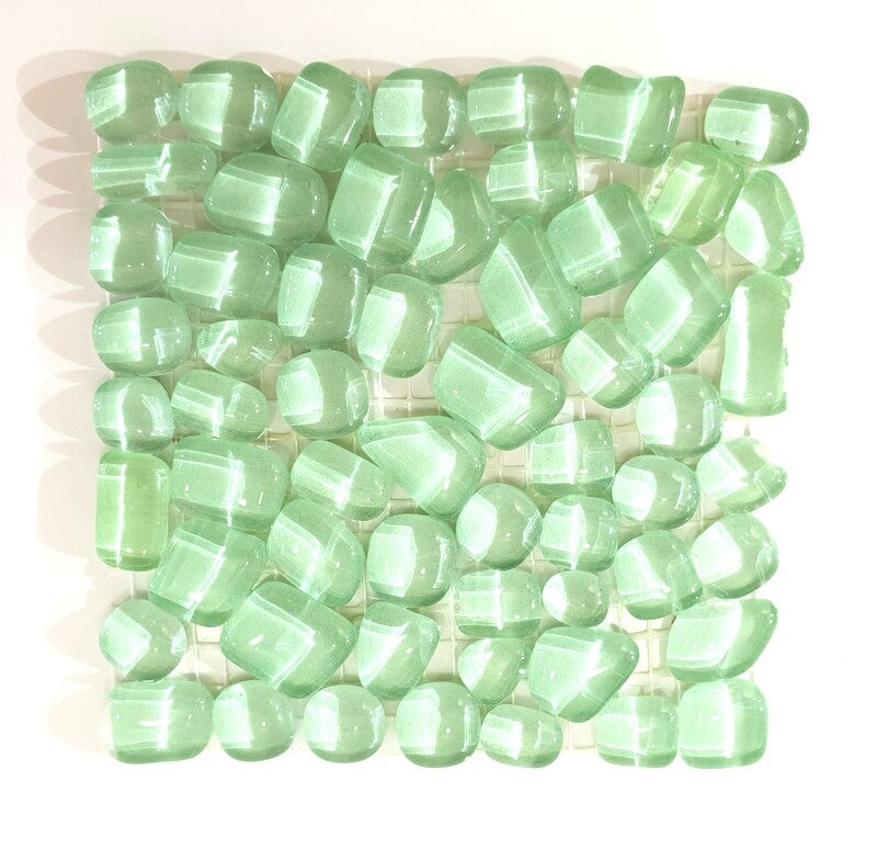 BORDÜRE Glasmosaik Polygonal Soft Glas transparent grün 1 Quadrat glatt glänzend