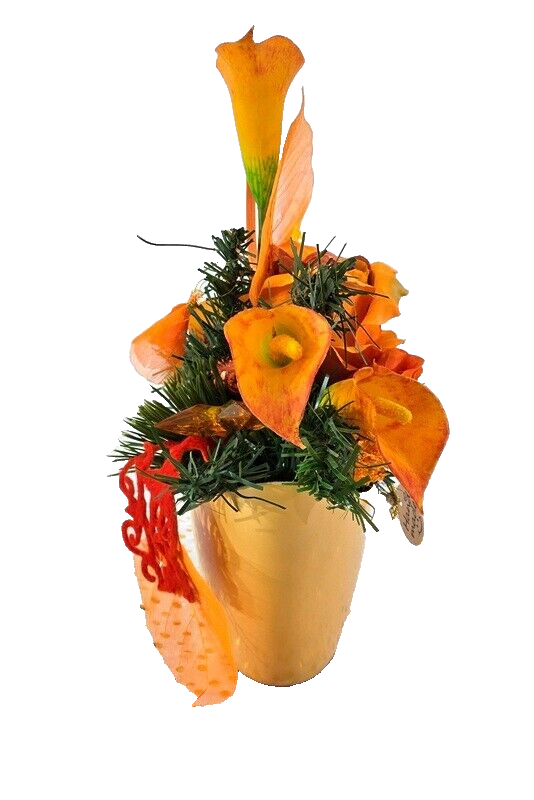 Casa-Poador Weihnachtsgesteck ellipse Orange Calla Rose künstlich Dekoration