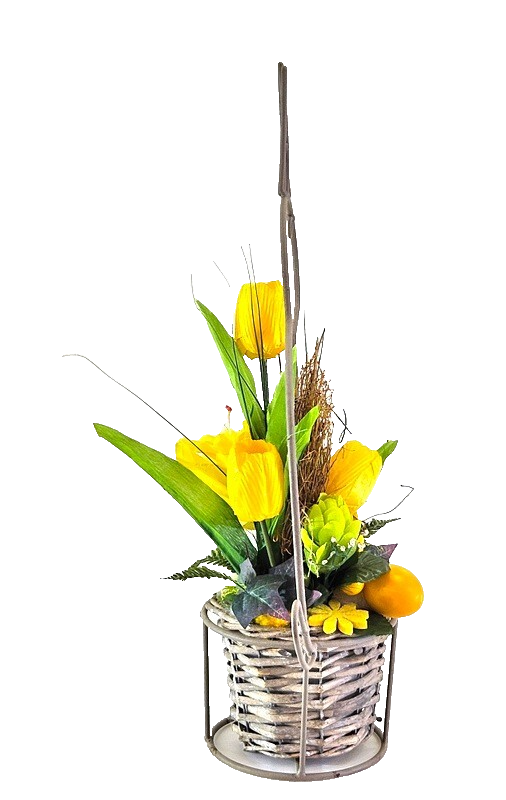 Casa-Poador Ostergesteck Gelb Kunstblumen Osterglocken Eier Hasengestell Deko