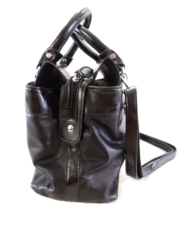Tasche Mahel Schwarz teils Lackoptik Schultertasche Henkeltasche Damentasche