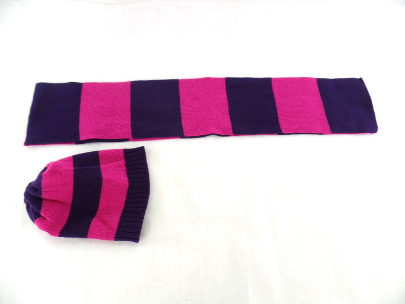 2 er Set Schal & Mütze Pink Lila Pink Braun gestreift Varianten
