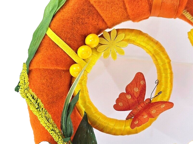 Casa-Poador Kranz Türkranz Wand Kranz künstlich 40 cm D gelb Orange Dekoration
