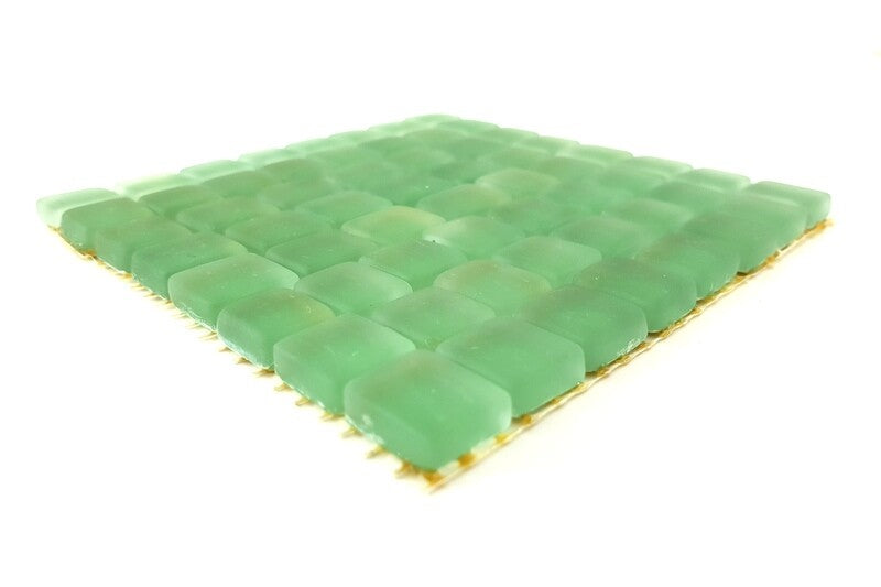 BORDÜRE Glasmosaik hellgrün matt Borde 1 x Quadrat 64 Steine unregelmäßig