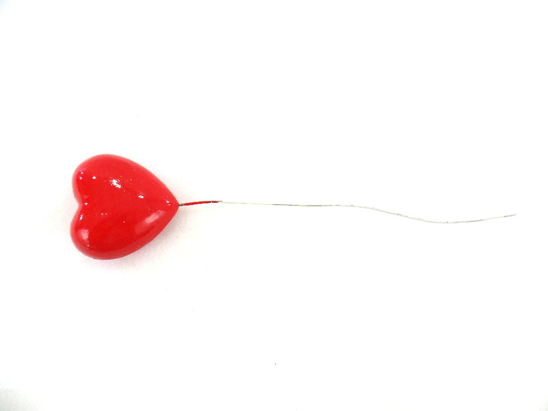 Herzen 12 Stück Kunststoffherzen am Stab 5 x 5 cm Rot lackiert Blumenstecker